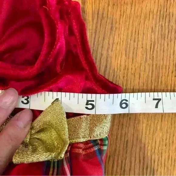 π 6/$60 Dog Festive Dress Xmas Holiday Gold Red Green Velvet Size XSmall - Picture 6 of 7